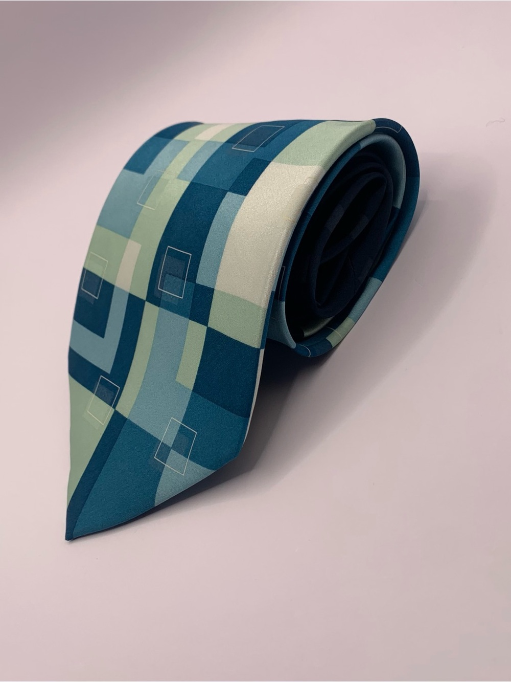 Piattelli Teal and Mint Geometric Men's Tie 0118 Business formal interview